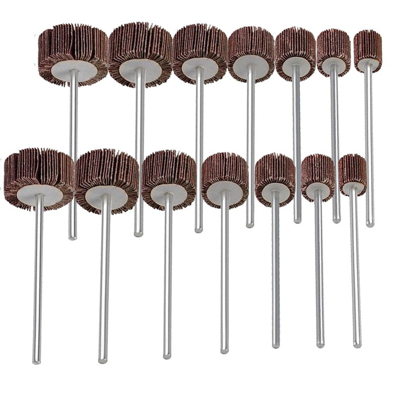 JUNLIXN 14 Pcs 90mm Extra Long Flap Wheels Sander, Extended 1/4'' Shank Abrasive Flap Wheel for Drill, Grinder, Rotary Tools (16/20/25/30/35/40/50mm) - Image 1